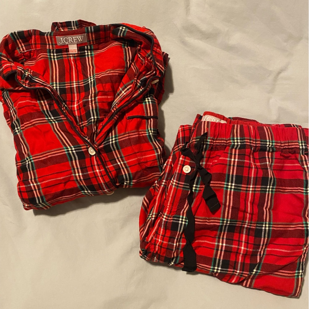 J. Crew Red and Black Plaid Pajama Set